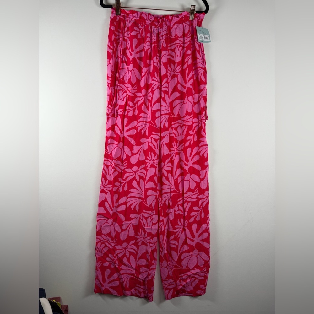 SHADE & SHORE NWT ruffle wait cover up pants -red/pink -small - Picture 5 of 9